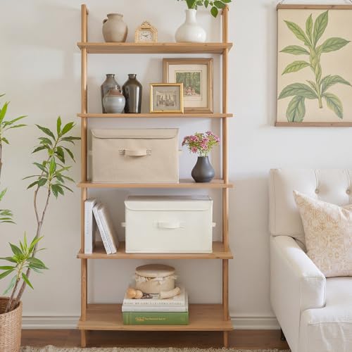GRANNY SAYS Stoarge Basket with Lid, Decorative Storage Boxes, Closet Storage Bins for Clothes, Collapsible Stackable Organization, Ivory White&Khaki, 2-Pack - color: Ivory White&Khaki, size: Large-2 Pack