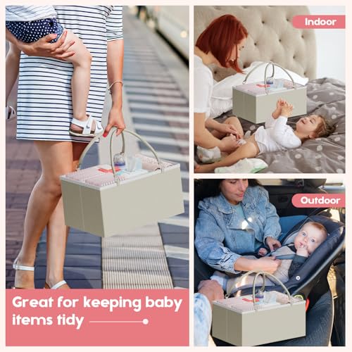 Cidaziya 2In1 Baby Diaper Caddy Organizer and Storage, 3 Tier Rolling Cart with Drawer, Mobile Utility Cart Baby Dresser Clothes Organizer for Crib, Art & Craft Storage, White, 17"W x 11.42"D x 33.5"H - color: White, size: 17"W x 11.42"D x 33.5"H