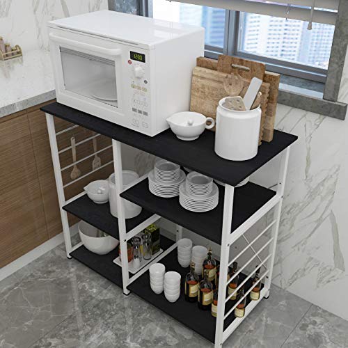 soges Kitchen Standing Baker's Rack, Utility Microwave Oven Stand, Multi-Layers Kitchen Storage Cart Workstation Shelf, Coffee Cart, Black - color: Black