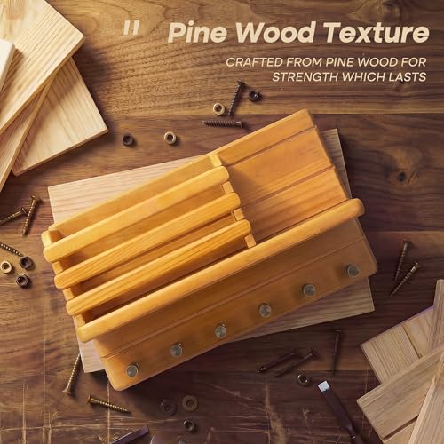 Rebee Vision Farmhouse Pine Wood Key Holder Wall Mount - Rustic Key Holder for Wall with Storage Shelf & 6 Hooks - Mail Holder for Kicthen, Living Room, Bedroom (Yellow) - color: Yellow
