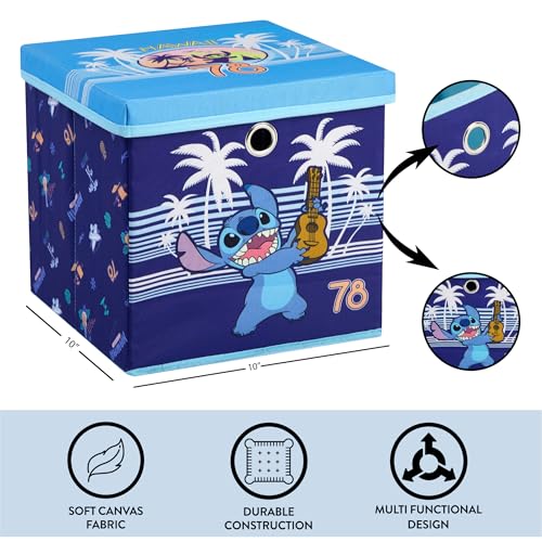 Lilo & Stitch Collapsible Storage Cube with Removable Lid,10"x10"x10" Fabric Organizer Bin for Kids’ Toys, Clothes & Accessories, Bedroom or Playroom Storage Box - color: Lilo and Stitch