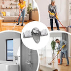 Suction Cup Mop Holder | Broom Mop Hanger,Utility Rack, Tool Organizer Rack, Gripper for Home Kitchen Garden Laundry Garage - color: Gray