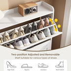Nicetree Shoe Cabinet with 2 Flip Drawers, Freestanding Shoe Organizer, Shoe Cabinet with Metal Legs, Narrow Shoe Rack Cabinet for Entryway, Foyer, Hallway, White - color: Alabaster, style: 2-Drawers
