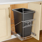Pull Out Trash Can Under Cabinet Adjustable Trash Can Holder for 7 to 11 Gallon Bin Bottom Mount Slide Out Trash Rack for Narrow Cabinets(Silver, No Bin Included) - color: Silver