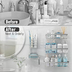 Liuoud 5 Pack Shower Caddy Organizer Rack Shelf for Inside Shower, Self Adhesive Bathroom Wall Storage Basket Rustproof Stainless Steel Large Capacity Shampoo Holder, Silver - color: Silver