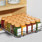 RCHYFEED Pull Out Spice Rack Organizer for Cabinet,Slide out Spice Organization for Inside Cabinets,Heavy Duty Seasoning Organizer Fits Kitchen and Pantry,Sauces,Canned (10.5''Wx10.5''Dx2.5''H) - size: 1 Tier-10.5''Wx10.5''Dx2.5''H