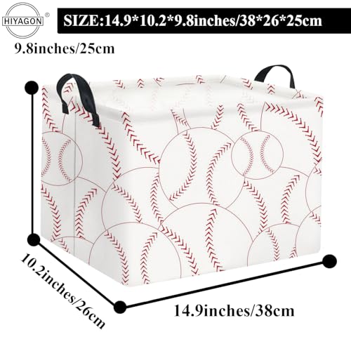 HIYAGON Rectangular Baseball Basket Kids Baby Nursery Storage Basket for Boys Baseball Room Decor Cute Toy Storage Organizer Bins Bedroom(Baseballs) - color: Baseballs