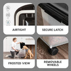 IRIS USA 50 Lbs / 65 Qt WeatherPro Airtight Pet Food Storage Container with Removable Casters, for Dog Cat Bird and other Pet Food Storage Bin, Keep Fresh, Translucent Body, Easy Mobility, Clear/Black