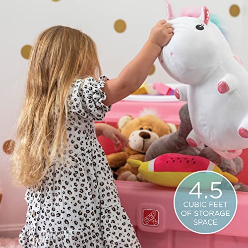 Step2 2-in-1 Toy Box & Art Lid, Kids Toy Storage Bin & Organizer, Easel & Chest in One, Made of Durable Plastic, For Toddlers 2+ Years Old, Pink - color: Pink