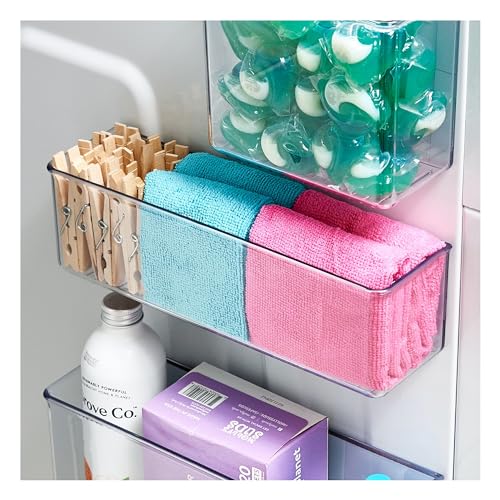 iDesign Magnetic Medium Clear Plastic Organizer Bins for Laundry Room Storage - 4-Pack - size: Medium, style: Pack of 4