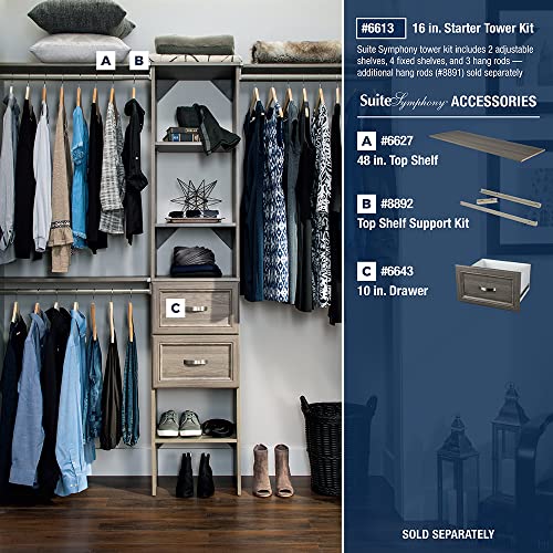 ClosetMaid SuiteSymphony Wood Top Closet Shelf, 48-Inch Wide, Graphite Grey - color: Graphite Grey