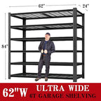 6T 62" W x 24" D x 84" H Garage Shelving Heavy Duty Metal Shelving 4200LBS Storage Shelves Adjustable Metal Shelves for Storage Industrial Garage Shelves for Warehouse Basement - size: 6T 84*62*24