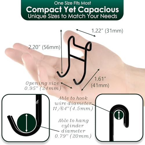 Shower Caddy Hook for Helmet, Fence, Wire Shelves - Heavy Duty Rustproof Utility Hooks for Hanging Wires - 4 Pack Black - color: Black 3, size: 2 Closed 2 Open Hooks