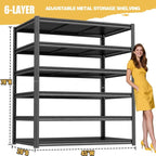 Heavy Duty Garage Shelving, 6-Tier Metal Storage Shelves, 3600LBS, 78" H Adjustable Industrial Rack, Steel Utility Shelf Unit for Warehouse, Garage, Basement, Kitchen, 45" W x 20" D x 78" H - size: 45"W x 20"D x 78"H