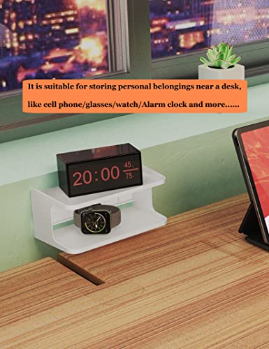 Bedside Shelf Accessories Organizer for Bedroom Bedside Wall Organizer Universal Bedside Shelf Wall Mount for Glasses/Remote/Earphone/Cell Phone and More (White) - color: White
