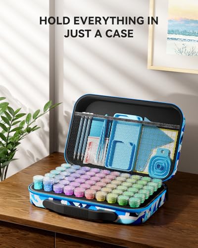 ARTDOT 60 Slots Storage Container for Diamond Art Kits for Adults,Portable Bead Storage Boxes for Diamond Painting Accessories and Tools - color: Blue, size: Medium