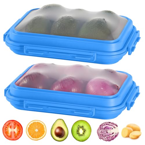 2-Piece Airtight Food Storage Containers Set – Avocado Saver, Onion Keeper, Silicone Kitchen Organizers for Fridge, Reusable & Leak-Proof to Lock in Freshness K05-dark blue - color: Dark blue