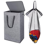 Odonata 75L Slim Laundry Hamper with Lid,Large Foldable Laundry Basket with Removable Bag and Handles Tall Collapsible Dirty Clothes Basket Great for Bedroom, Bathroom, Dorm, College,RV. (Grey, 75L) - color: Grey