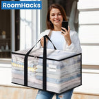 RoomHacks Clear Heavy Duty Extra Large Moving Bags, Reinforced Handle and Double Zipper, Storage Bags Alternative to Moving Box (2 Packs) - size: 88L- 2Packs
