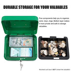 KYODOLED Medium Cash Box with Money Tray,Small Safe Lock Box with Key,Cash Drawer,7.87"x 6.30"x 3.54" Green Medium - color: Green, size: Medium