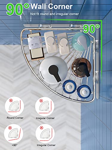 SMARTAKE 2-Pack Corner Shower Caddy, SUS304 Stainless Steel, Wall Mounted Bathroom Shelf with Adhesive, Storage Organizer for Toilet, Dorm and Kitchen (Silver) - color: 01-silver, size: 8.7 X 8.7 X 2.0 Inches