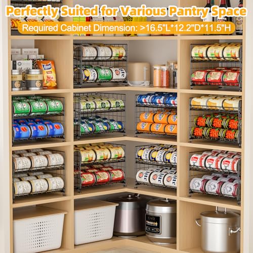 2-Pack Stackable Rack Organizer, Storage for Kitchen Pantry Cabinet, Holders for Food, Multifunctional Dispenser for Snacks Soda - color: Black-2 pack, size: 2 Tier