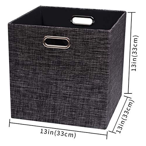 Posprica Fabric Storage Cubes,13×13×13 cube storage bins, Foldable Drawers Baskets Containers for Shelf Cabinet Bookcase,Thick and Heavy Duty (4pcs, Black) - color: Black, size: 13×13×13/4pcs