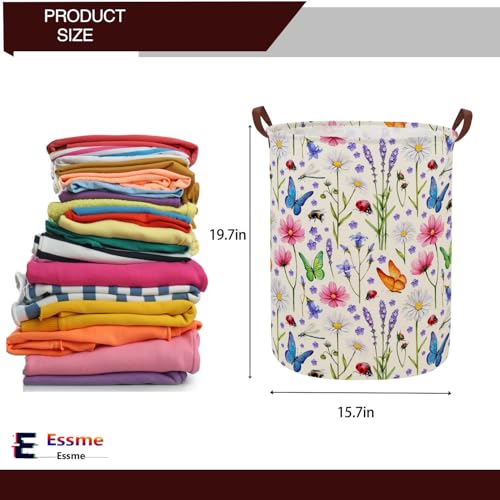 ESSME Kids Laundry Basket,Flower Hamper Collapsible Canvas Waterproof Storage Bin for Form, Nursery Hamper,Gift Baskets,toy bins(Flower cluster) - color: Flower cluster