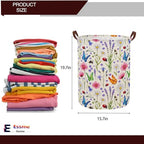 ESSME Kids Laundry Basket,Flower Hamper Collapsible Canvas Waterproof Storage Bin for Form, Nursery Hamper,Gift Baskets,toy bins(Flower cluster) - color: Flower cluster