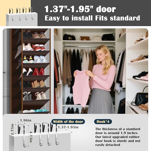 10 - Pocket Over - the - Door Hanging Shoe Organizers & Rack, Made of Sturdy 600D Oxford + Non - Woven Fabric, Space - Saving Storage for Shoes, Boots & More (Dark coffee color) - color: Dark coffee color