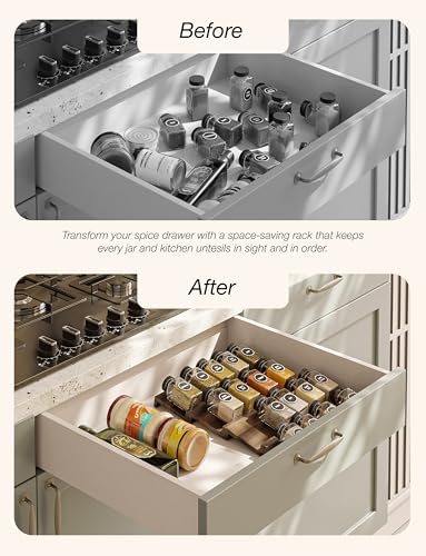 Tinamo Acacia Wooden Spice Rack Organizer for Cabinet - Spice Drawer Insert, Spice Organization for Cabinet, Seasoning Organizer, Spice Holder Pack of 4 (Walnut, Pack 4) - color: Walnut, size: Pack 4