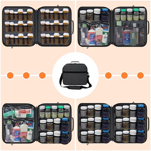 Extra-Large Customizable Modular Pill Bottle Organizer, Medicine Bag, Carrier for Medications, Vitamins, and Medical Supplies - Travel Medicine Organizer, Med Bag - Dark Gray (Optional Lock) - style: XL - 1 Compartment - Cust Config