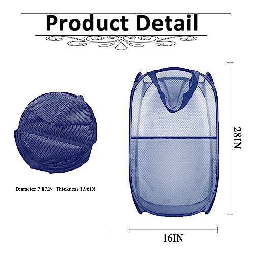 Collapsible Pop Up Laundry Hamper, Extra Large Mesh Foldable Laundry Basket, 28" x 16" x 16" (Blue) - color: 1P Blue