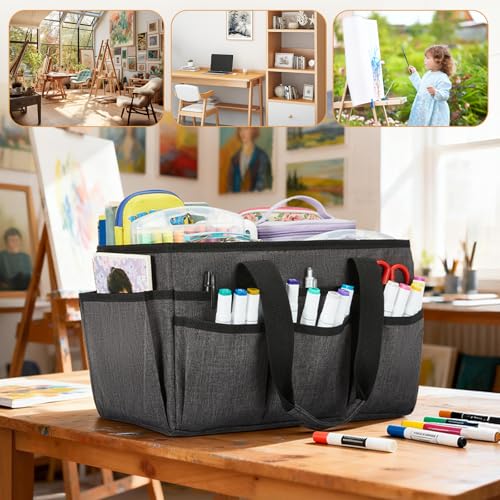 Craft Tote Bag, Art Organizer,Cleaning Supply Caddy, Carrying Bag with Handle for Multi-Purpose, Organizer Caddy for Pets (Gray) - color: Gray