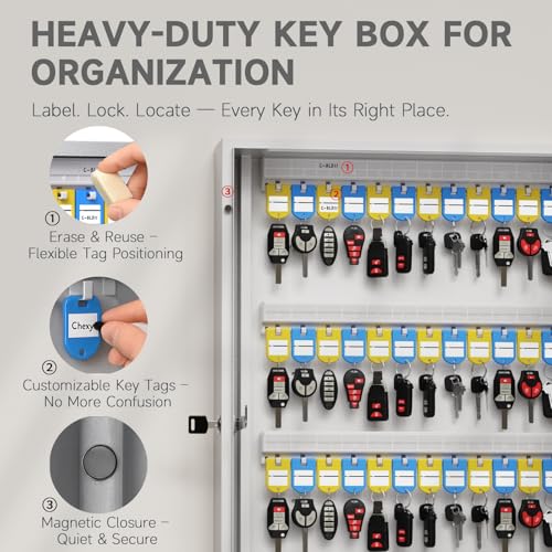 360-Key Smart Key Lock Box Wall Mount – Commercial Key Cabinet with App, Keypad, Bluetooth & WiFi Unlock (Sold Separately), Access Log Tracking, Key Management System for School, Office - size: 360 keys(Smart)