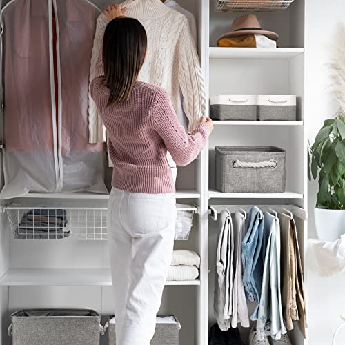 TheWarmHome Storage Bins - 3PCS Fabric Storage Baskets for Organizing Shelves | Large Basket Closet Organizer for Home Shelf Dog Laundry Organization | Collapsible Storage Cubes W/Handles - color: Grey, size: 3PCS/Large - 15.7Lx11.8Wx8.3H