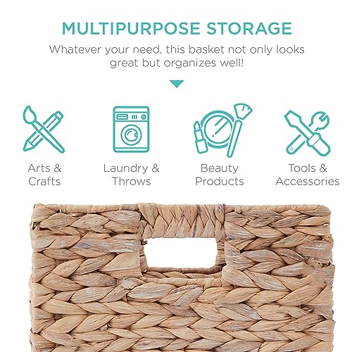 Best Choice Products 10.5x10.5in Pack of 5 Cube Storage Baskets, Water Hyacinth Multipurpose Collapsible Organizers, Handwoven Laundry Totes for Laundry, Living Room, Kids Room & Nursery - White - color: White, size: 10.5x10.5in