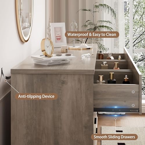 Xixini Dresser for Bedroom, 9 Drawer Wide Modern Chest of Drawers with X-Shaped Sturdy Base, Wood Double Dresser Closet Clothes Storage Organizer, Wooden TV Stand for Living Room, Hallway, Grey - color: Grey, size: 15.6"D x 59.1"W x 29.5"H (9 Drawers)