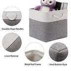 Cube Storage Bins, 6 Pack Collapsible Fabric Storage Cubes, 11 Inch Cube Organizer Bins with Handles (White/Gray) - color: white grey