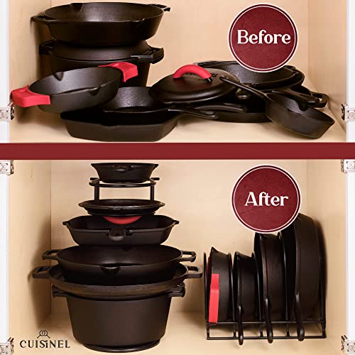 Cuisinel Pots and Pans Organizer Rack - 60 to 100-LBS Capacity Extremely Heavy Duty - 8mm Thick - Made in India - Matte-Black 15.9"-Tall 5-Tier Space Saving Kitchen Cookware Storage - color: Matte Black, size: 15"