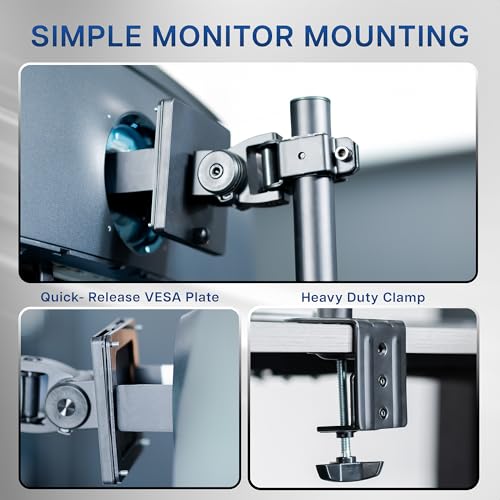 VIVO Dual Vertically Stacked Ultra-Wide Monitor Desk Mount for up to 49 inch Ultrawide Screens, Extra Tall Heavy Duty Adjustable Stand Holds 44 lbs Per Screen, Black, STAND-V202R - color: Black, size: up to 49" screens