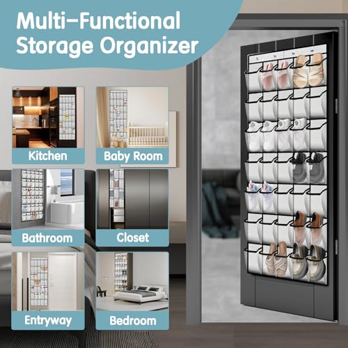 Kotkn 35 Compartment Over The Door Storage - Breathable Mesh Hanging Organizer with Large Pockets, Space Saving Design for Men & Women's Footwear, Closet, Bedroom （White） - color: 35-White