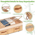Livole Bamboo Under Bed Storage with Wheels, 6-10 inches Height Adjustable Underbed Storage Containers, 92L XXXL Large Rolling Under Bed Storage Bins for Clothes, Blankets, Sweater, Shoes, 1 Pack - size: Expandable - 10"H - Wheels