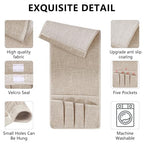 Couch Armrest Remote Control Holder, Couch Caddy Gifts for Seniors Bed Caddy Tv Remote Holder with 5 Pockets for Key Glasses Phone Magazine Holders - color: Beige