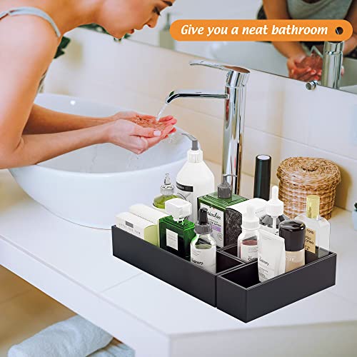 Black Bamboo Drawer Organizer - Silverware&Utensil Holder Organizer for Kitchen Drawers, Multi-Use Drawer Dividers Boxes for Bathroom Counter，Cabinet, Garage, Office Desk, Makeup, Jewelry (6"3"2.5") - color: Black, size: 6*3*2.5 inch