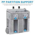 Accmor Changing Table Diaper Organizer, Hanging Diaper Caddy Organizer Stacker for Cribs Changing Table Playard Wall Baby Essentials Storage, Grey - style: Double Enlarged-Grey