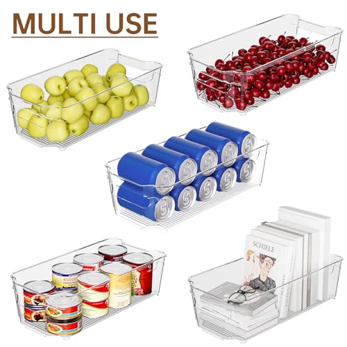Clear Fridge Organizer, Refrigerator Organizer Bins with Handle, Freezer, Kitchen Cabinet, Pantry Organization, BPA Free Fridge Organizers (12.4 inch 8 Pack) - size: 12.4 inch 8 Pack