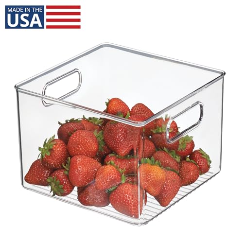 iDesign Pantry Storage Bin with Handles for Kitchen Cabinets or Fridge - Clear - Made in USA - style: Pack of 1
