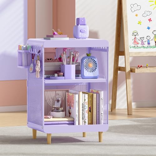 SYKIARIOL Kids Nightstand,Kids Bedside Table,Teen Girls Night Stand,Toddler Night Stand,End Table for Girls Room Storage,Purple Nightstand - color: Purple