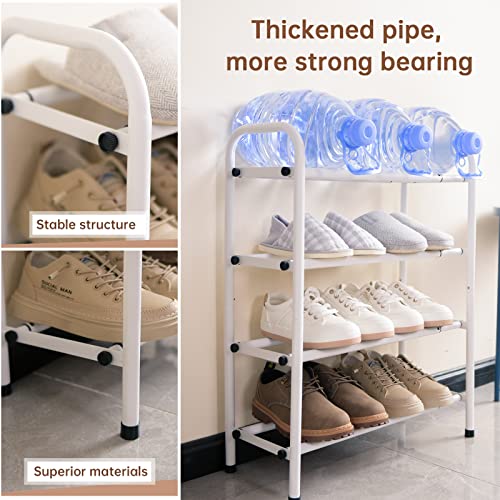 Gonfoam 4-Tier Expandable Shoe Rack,Adjustable Shoe Shelf Storage Organizer Heavy Duty Metal Free Standing Shoe Rack for Entryway Closet Doorway (White) - color: White, size: 4 Tier